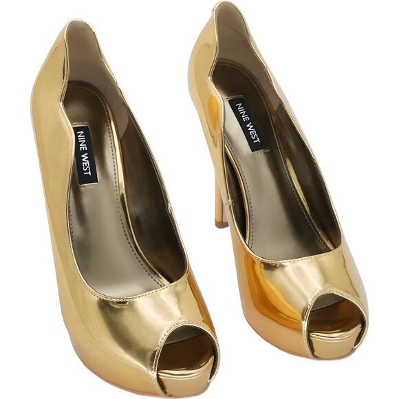 Nine West Women's Bronze Peep-Toe HILARE Pump, Size 7 - Picture 1 of 6